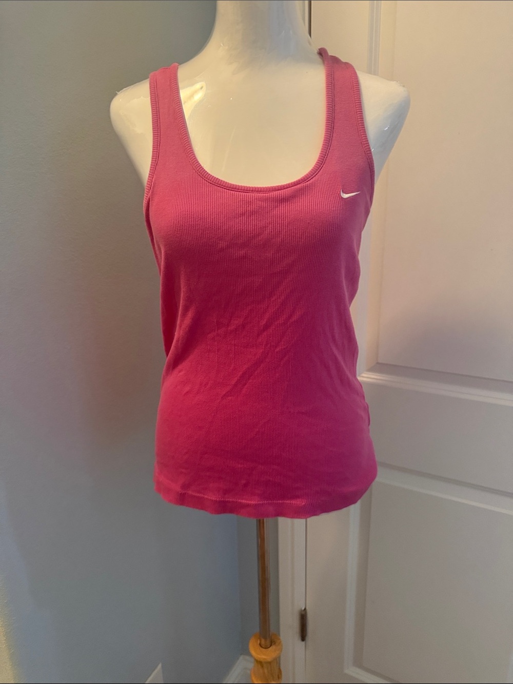 Nike Pink Ribbed Scoop Tank Top - Women's Athletic Essential